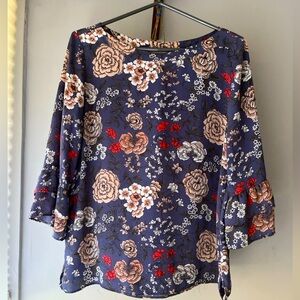 LOFT Floral Scoop-neck Blouse